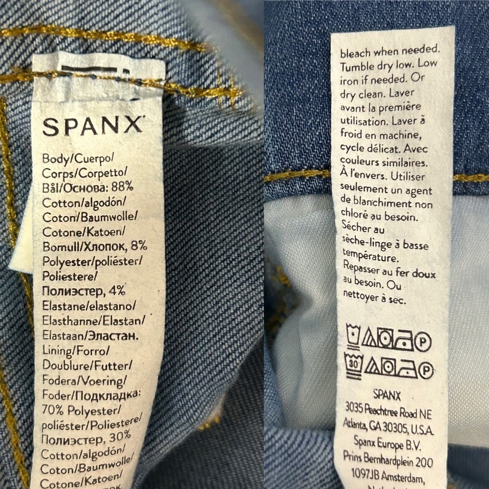 Spanx Womens Petite Small Flare Leg Jeans High Rise Pull On Shaping Blue - Picture 7 of 11